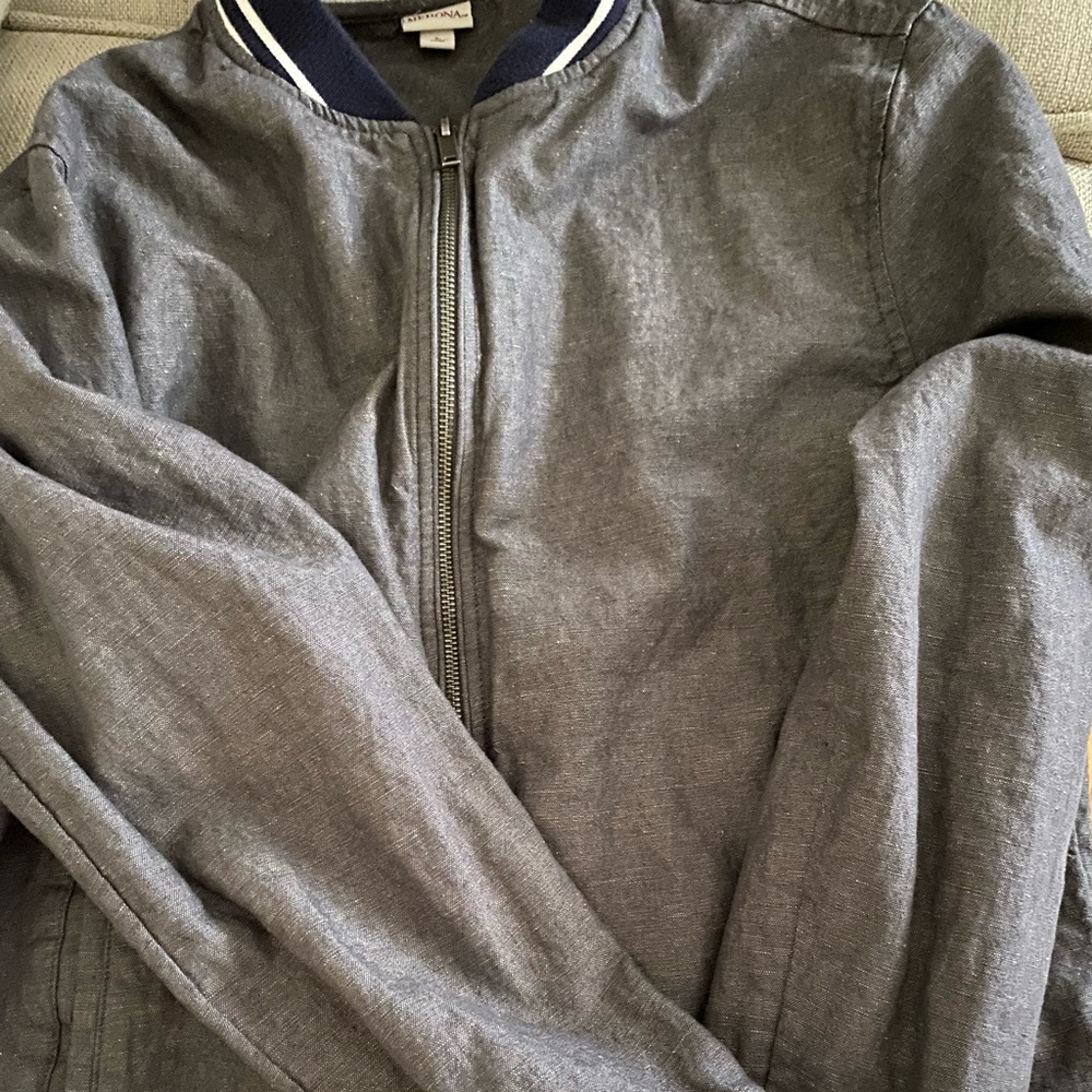 Beautiful navy and gray cotton & linen jacket by Merona